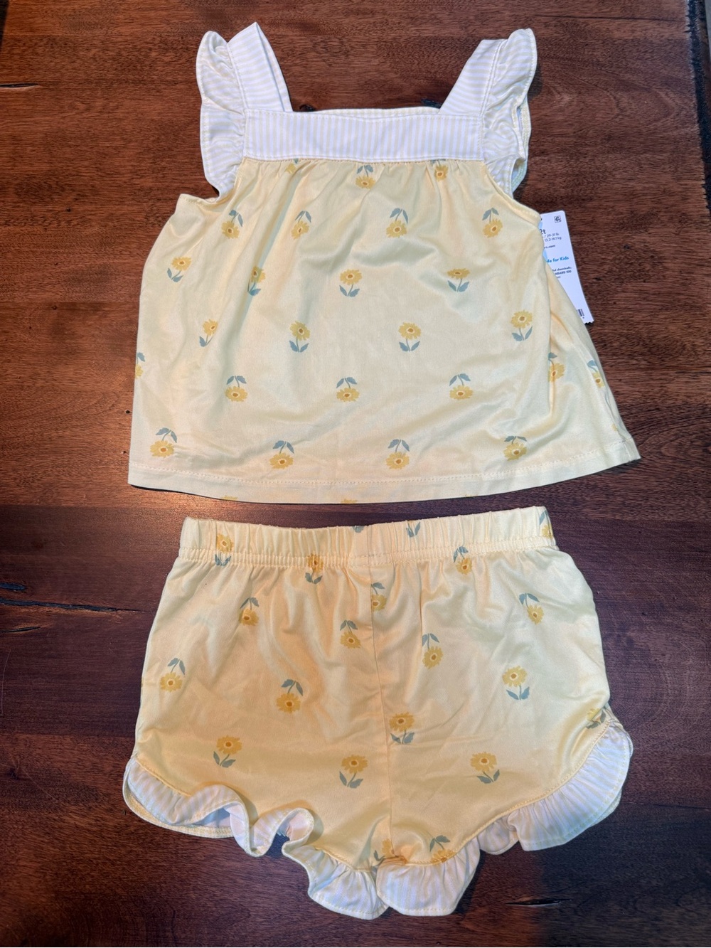 Yellow Floral Ruffle Tank & Shorts Set - Carters